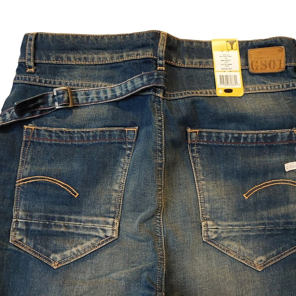 G-Star Raw Sen Loose Destroyed Status Denim Medium Aged Blue Jean Shorts 26 NWT - Picture 9 of 10